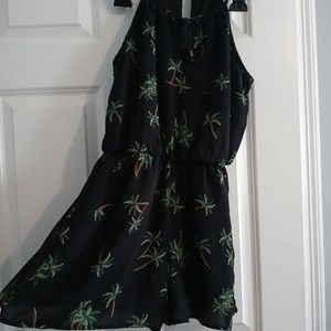 As U Wish Tropical Palm Tree Print Romper